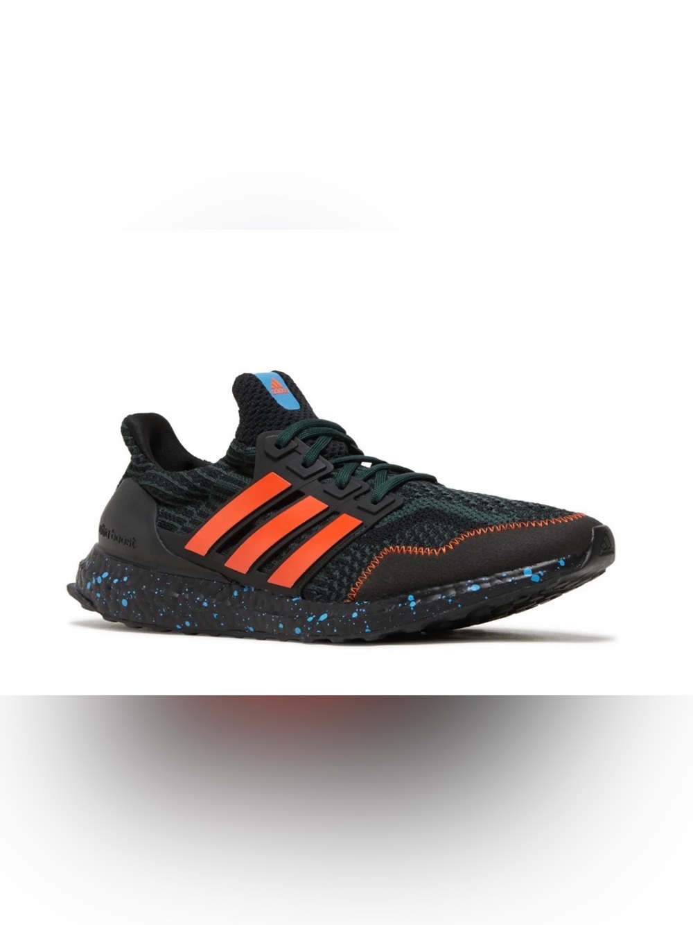 adidas Men's ULTRABOOST 5.0 Black Green Knit Orange Running Shoe Orange Stripes